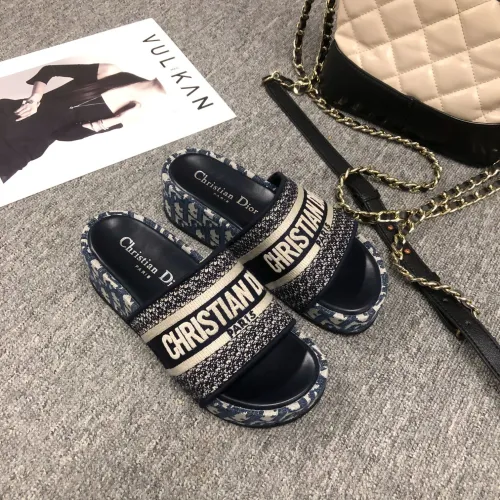 Dior Women Shoes Sandals Slippers Luxury Brand Thick Sole Womens Slippers with Original Box