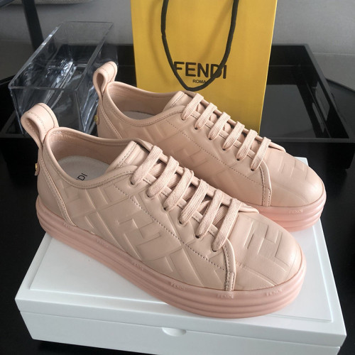 Fendi Womens Shoes FENDI RISE Leather Flatform Sneakers with Original Box