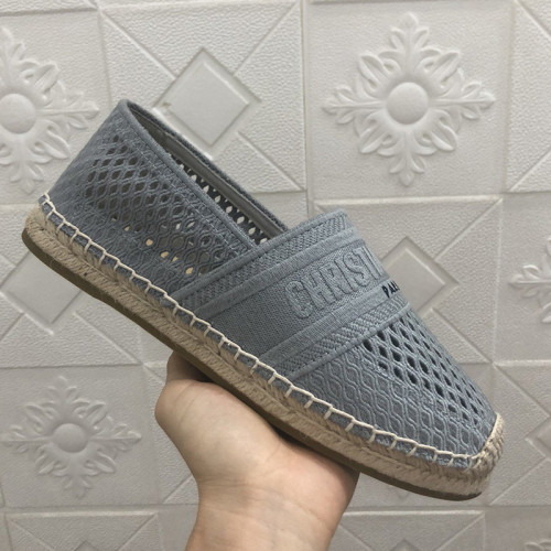 Dior Women Shoes Luxury Brand Design Dior Espadrille Nude Mesh Embroidery Womens Shoes with Original Box