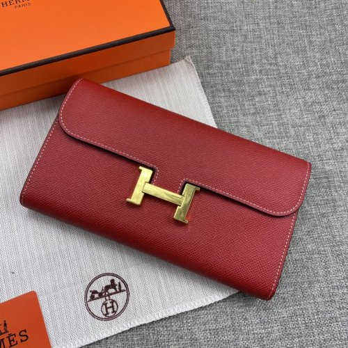 Hermes Womens Mens Wallets Purse Constance Clutch Leather Design Coin Bag with Original Box