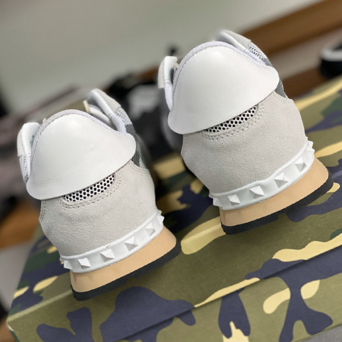 Valentino Men Shoes Fashion Design Luxury Brand ROCKRUNNER CAMOUFLAGE LAMINATED STUDDED SNEAKER with Original Box