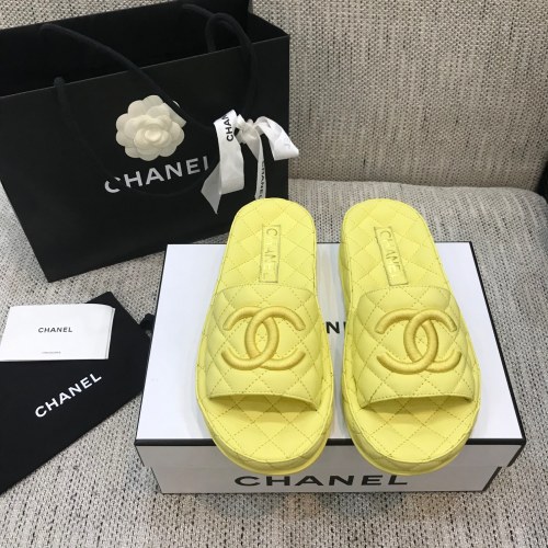Chanel Womens Shoes Mules Lambskin Yellow G36901 X01000 NB357