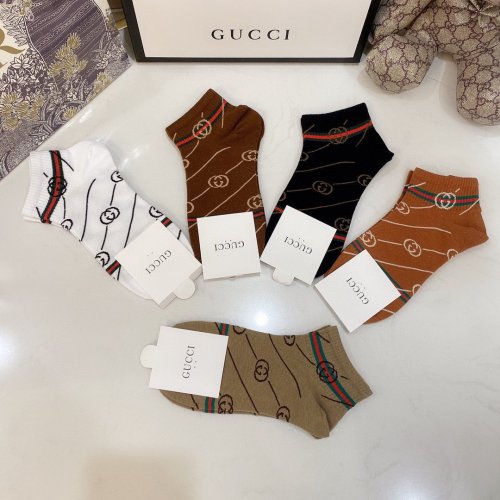 Gucci Socks 5 Pairs with Original Box Luxury Brand Breathable Gucci Sock