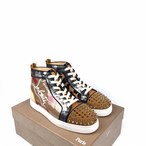 Christian Louboutin Mens Shoes Luxury Brand Red Bottom Design Louis Junior Spikes Flat with Original Box CL sneakers