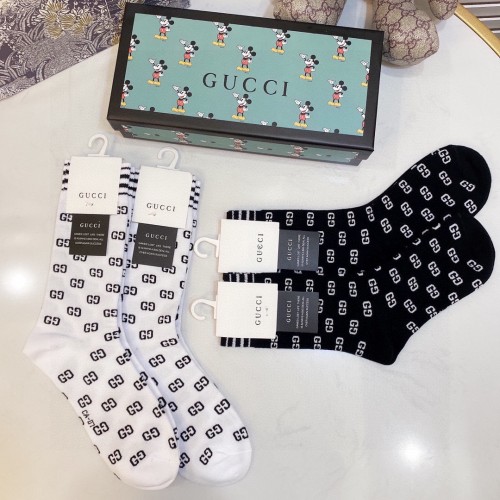 Gucci Socks 4 Pairs with Original Box Luxury Brand Breathable Gucci Sock