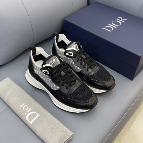 Dior Men Shoes Fashion B25 RUNNER SNEAKER Black Dior Oblique Canvas And Suede with Original Box