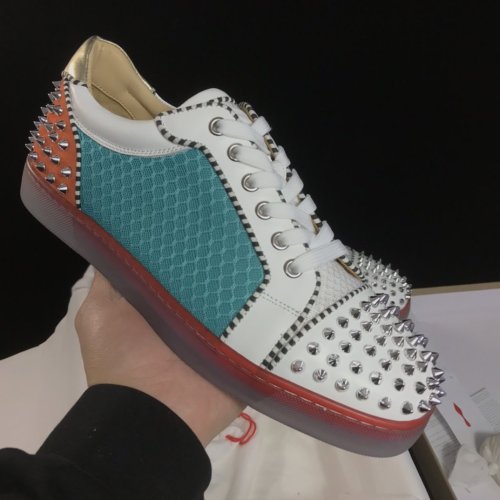 Christian Louboutin Mens Shoes Luxury Brand Red Bottom Design Louis Junior Spikes Flat with Original Box CL sneakers