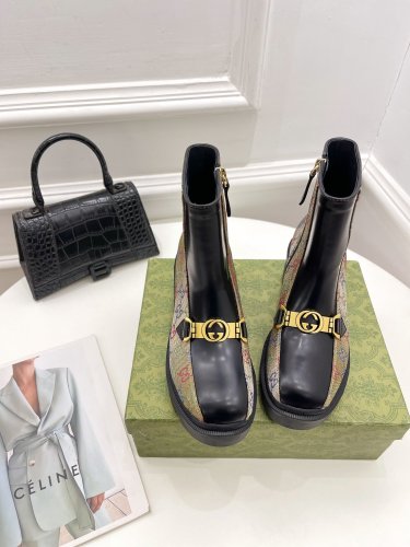 Gucci Women Shoes Boots Luxury Brand Fashion Women's ankle boot with Double G with Original Box 678984 17K40 1284