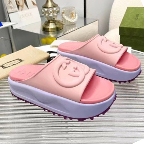 Gucci Womens Shoes Platform Slide Slippers Sandal Summer Design Luxury Brand Women's GG platform slide sandal with Original Box