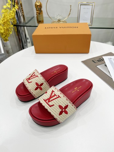Louis Vuitton Womens Shoes Sandals Slippers Luxury Brand Louis Vuitton JUMBO FLATFORM MULE with Original Box 1A9QYY