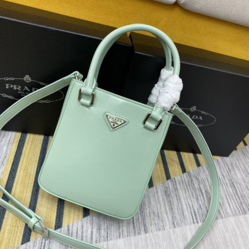 Prada Womens Bag Small Brushed Leather Tote