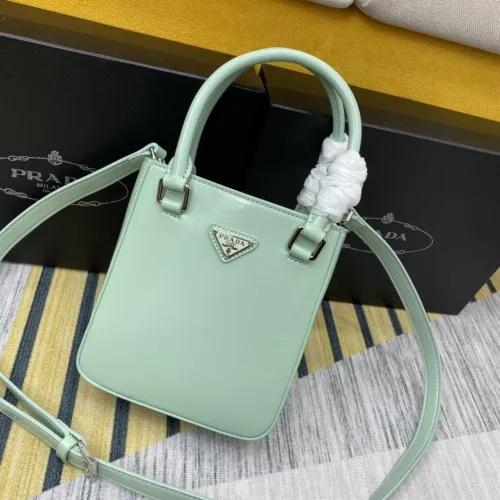Prada Womens Bag Small Brushed Leather Tote