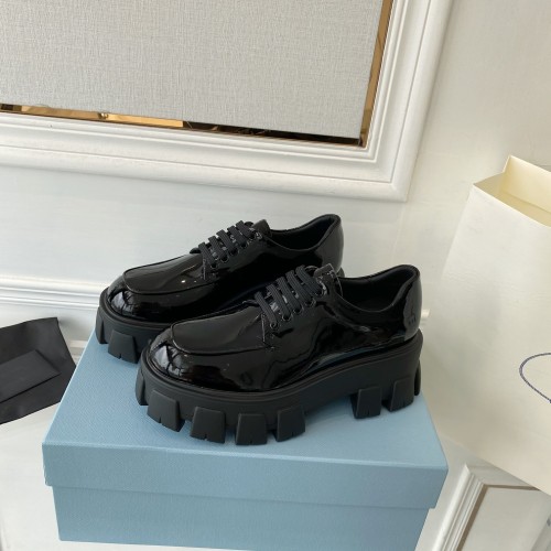 Prada Women Shoes Casual Design Luxury Brand Monolith pointy brushed leather loafers 1D663M_055_F0009_F_055 with Original Box