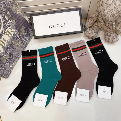Gucci Socks 5 Pairs with Original Box Luxury Brand Breathable Gucci Sock