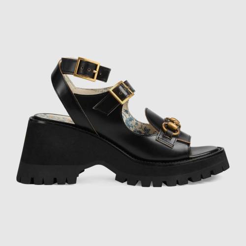 Gucci Women Shoes Women's Mid-heel Sandal with Horsebit 645394 DS800 1000