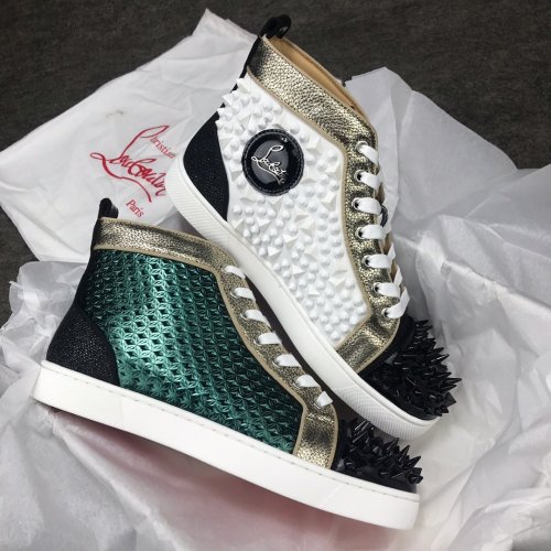Christian Louboutin Mens Shoes Luxury Brand Red Bottom Design Louis Junior Spikes Flat with Original Box CL sneakers