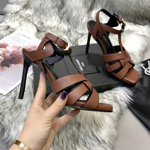 Saint Laurent YSL Womens Shoes TRIBUTE SANDALS IN SMOOTH LEATHER 10cm 620673DWE007660