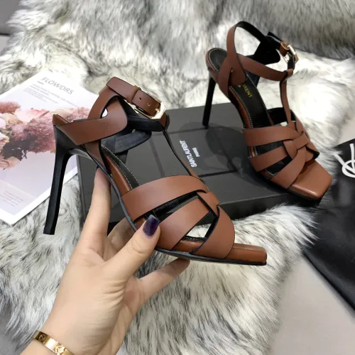 Saint Laurent YSL Womens Shoes TRIBUTE SANDALS IN SMOOTH LEATHER 10cm 620673DWE007660