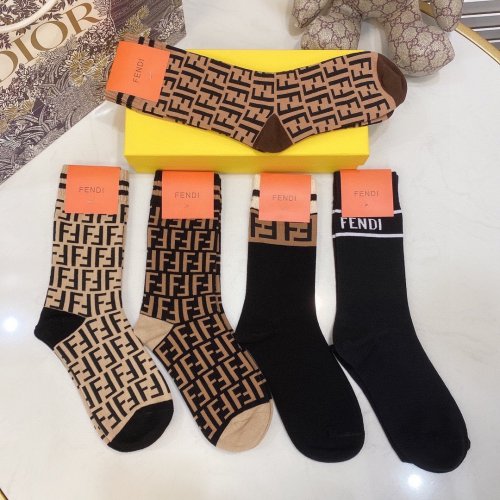 Fendi Socks 5 Pairs with Original Box Luxury Brand Breathable Fendi Sock