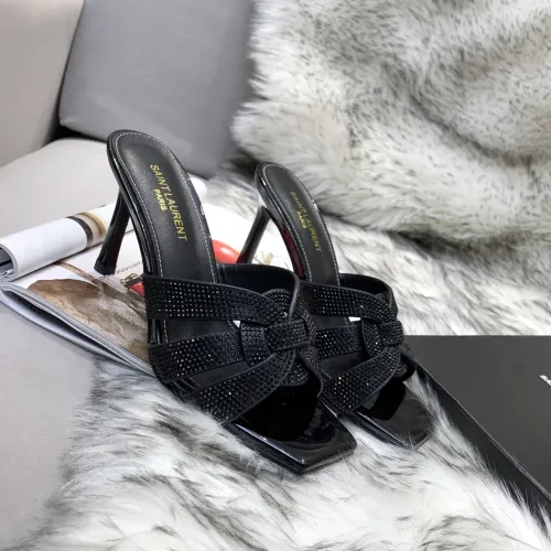 Saint Laurent YSL Womens Shoes TRIBUTE HEELED MULES IN SMOOTH LEATHER 9CM