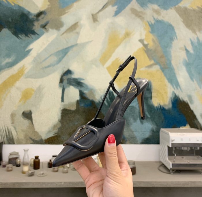 Valentino Women Shoes Mule Flip Flop Sandals VLOGO SIGNATURE CALFSKIN SLINGBACK PUMP 80 MM / 3.15 IN. ZW2S0R01MZF0NO with Original Box