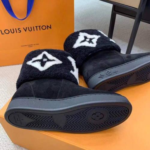 Louis Vuitton Women Shoes Snow Boots Luxury Brand SNOWDROP FLAT ANKLE BOOT Black 1A8D0U
