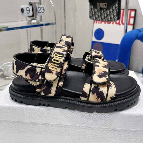 Dior Women Shoes Sandals Luxury Brand DIORACT SANDAL Multicolor Printed Silk with Original Box KCQ549MZS_S57P