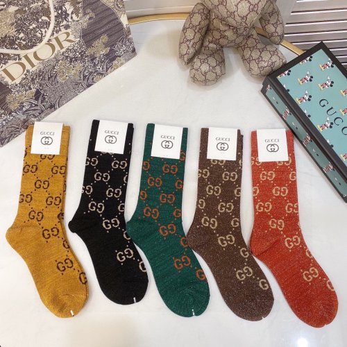 Gucci Socks 5 Pairs with Original Box Luxury Brand Breathable Gucci Sock