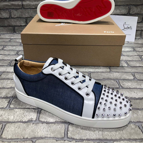 Christian Louboutin Mens Shoes Luxury Brand Red Bottom Design Louis Junior Spikes Flat with Original Box CL sneakers