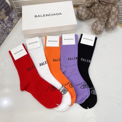 Balenciaga Socks 5 Pairs with Original Box Luxury Brand Breathable Balenciaga Sock