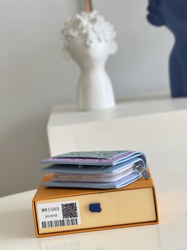 Louis Vuitton Womens Bags Wallets Luxury Brand Louis Vuitton CLÉA WALLET with Original Box M81525 Blue Monogram Empreinte embossed supple grained cowhide leather