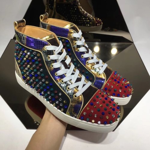 Christian Louboutin Mens Shoes Luxury Brand Red Bottom Design Louis Junior Spikes Flat with Original Box CL sneakers