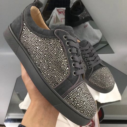 Christian Louboutin Mens Shoes Luxury Brand Red Bottom Design Louis Junior Spikes Flat with Original Box CL sneakers