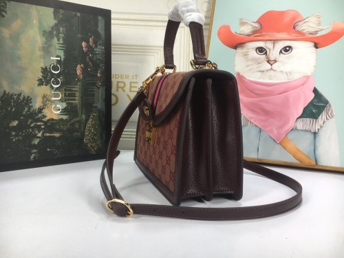 Gucci Womens Bags Shoulder Messenger Bag Luxury Brand Gucci Ophidia small top handle bag in GG supreme canvas with Original Box 651055 96IWX 9794