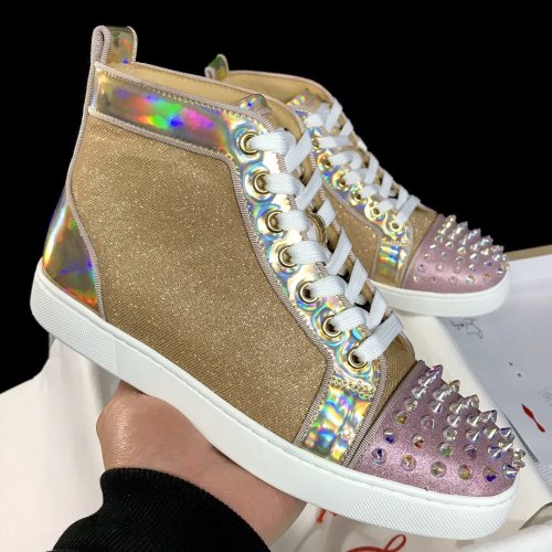 Christian Louboutin Mens Shoes Luxury Brand Red Bottom Design Louis Junior Spikes Flat with Original Box CL sneakers
