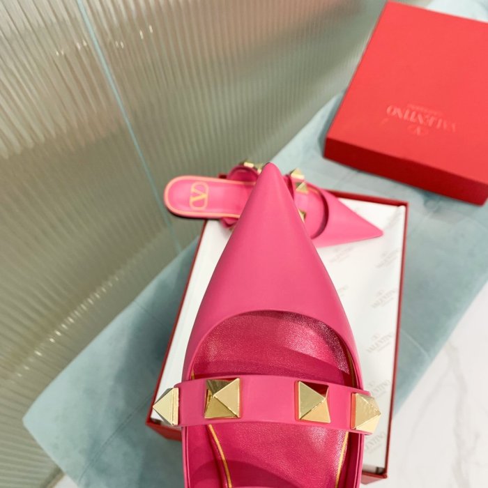 Valentino Women Shoes Mule Flip Flop Sandals ROMAN STUD FLAT MULE IN CALFSKIN with Original Box Luxury Brand