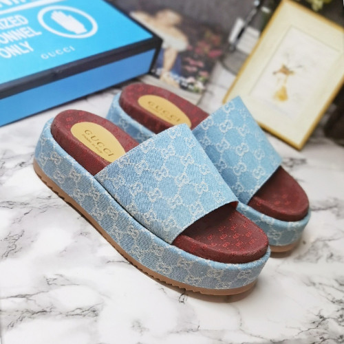 Gucci Mens Shoes Sandals Slides Slippers Luxury Brand Thick Sole Design with Original Box