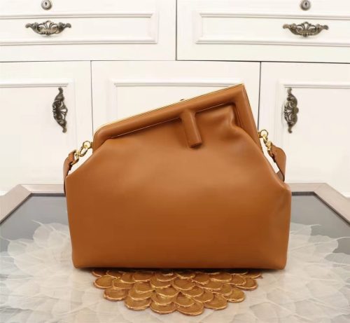 Fendi Womens Bags Clutch Luxury Brand FENDI FIRST MEDIUM Black leather bag 8BP127ABVEF0KUR without Original Box