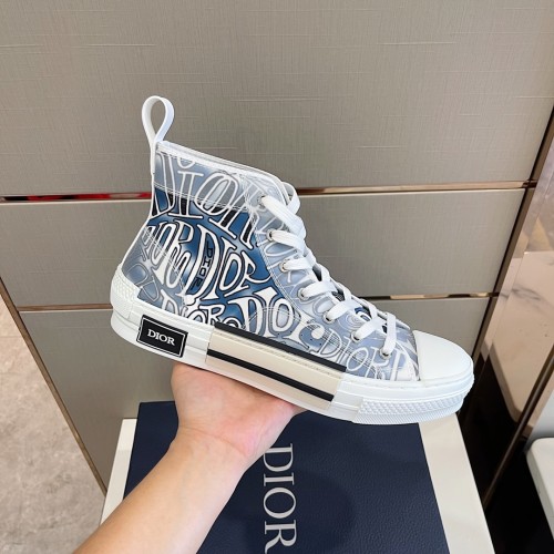 Dior Mens Shoes Sneakers Casual Luxury Brand B23 HIGH-TOP SNEAKER Dior Oblique Canvas with Original Box 3SH118ZMK_H761