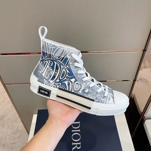 Dior Mens Shoes Sneakers Casual Luxury Brand B23 HIGH-TOP SNEAKER Dior Oblique Canvas with Original Box 3SH118ZMK_H761