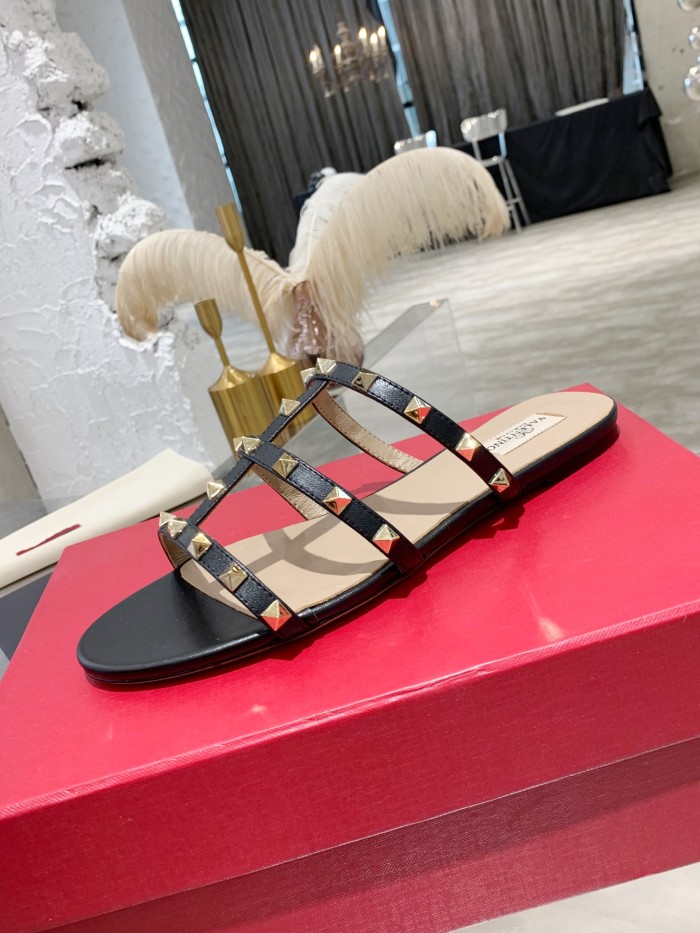 Valentino Women Shoes Mule Flip Flop Sandals ROMAN STUD SLIDE SANDAL IN QUILTED NAPPA with Original Box Luxury Brand
