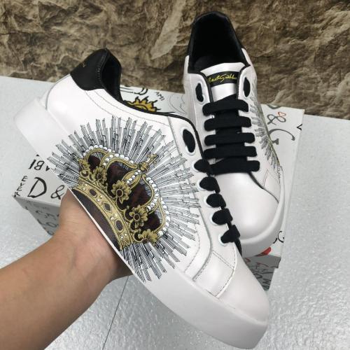 Dolce&Gabbana Men Shoes Sneakers Luxury Printed Calfskin Portofino Sneakers with Original Box