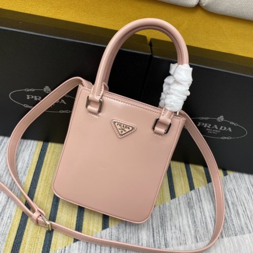Prada Womens Bag Small Brushed Leather Tote