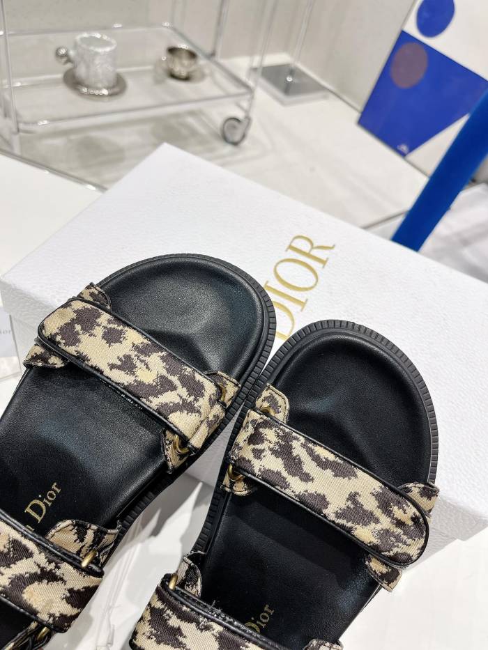 Dior Women Shoes Sandals Luxury Brand DIORACT SANDAL Multicolor Printed Silk with Original Box KCQ549MZS_S57P