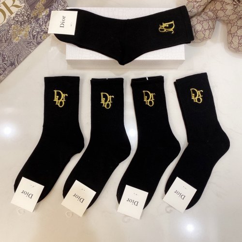Dior Socks 5 Pairs with Original Box Luxury Brand Breathable Dior Sock