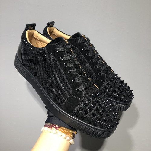 Christian Louboutin Mens Shoes Luxury Brand Red Bottom Design Louis Junior Spikes Flat with Original Box CL sneakers