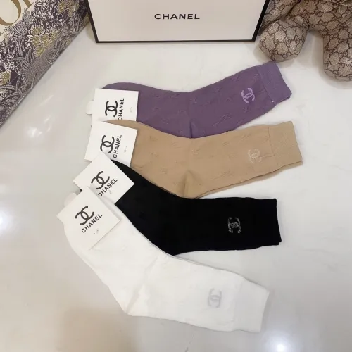 Chanel Socks 4 Pairs with Original Box Luxury Brand Breathable Chanel Sock