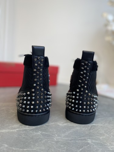 Christian Louboutin Mens Shoes Luxury Brand Red Bottom Design Louis Junior Spikes Flat with Original Box CL sneakers