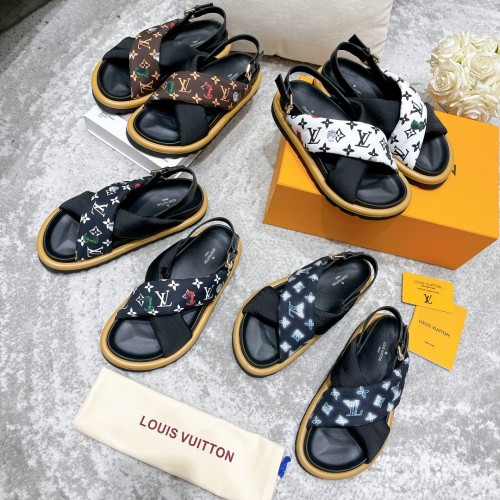 Louis Vuitton Womens Shoes Sandals Slippers Luxury Brand Louis Vuitton POOL PILLOW COMFORT SANDAL Recycled, printed nylon with Original Box 1A9PP5