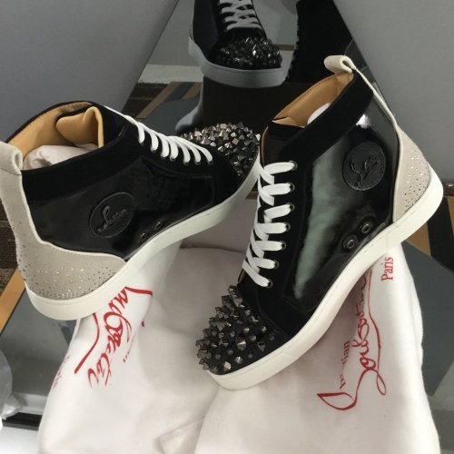 Christian Louboutin Mens Shoes Luxury Brand Red Bottom Design Louis Junior Spikes Flat with Original Box CL sneakers